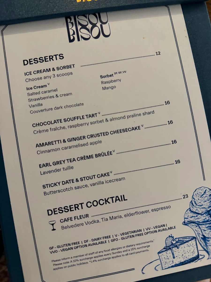 Menu, Bisou Bisou