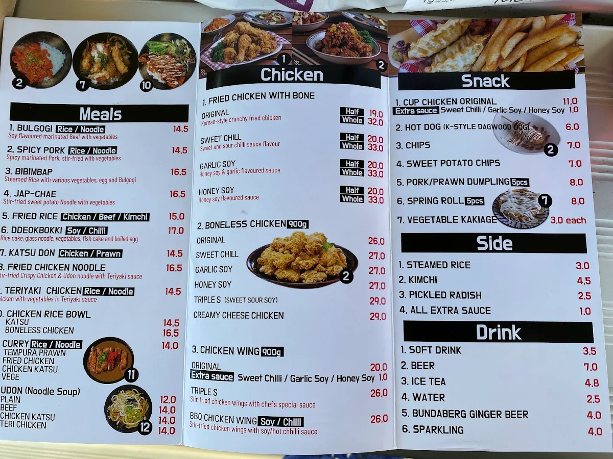Menu, K-Chicken & Meals