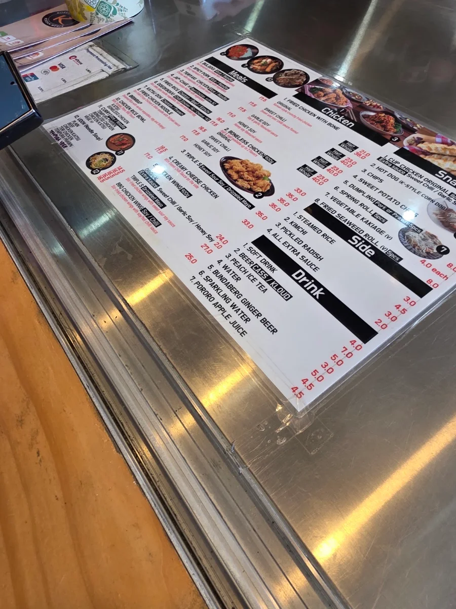 Menu, K-Chicken & Meals
