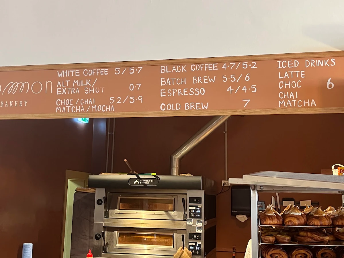 Menu, Common bakery Fremantle
