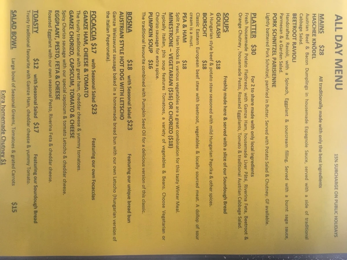 Menu, The Oven @ Cheshunt