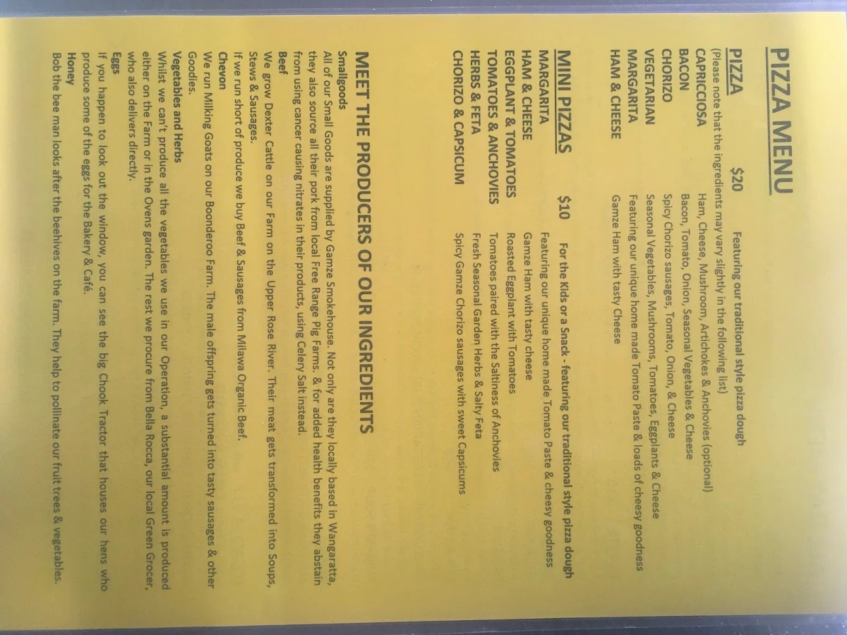 Menu, The Oven @ Cheshunt
