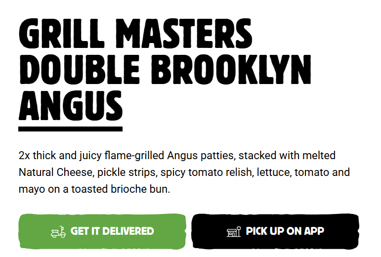 Menu, Hungry Jack's Burgers Paralowie