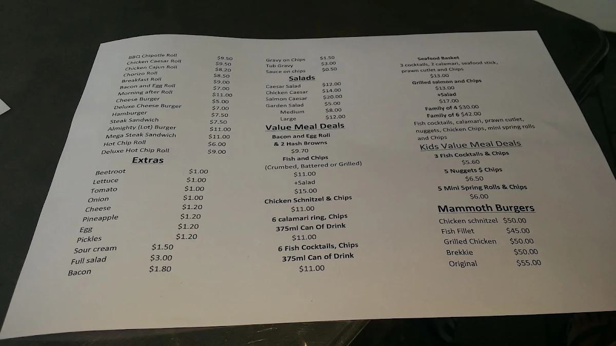 Menu, Fishnets Takeaway & Catering