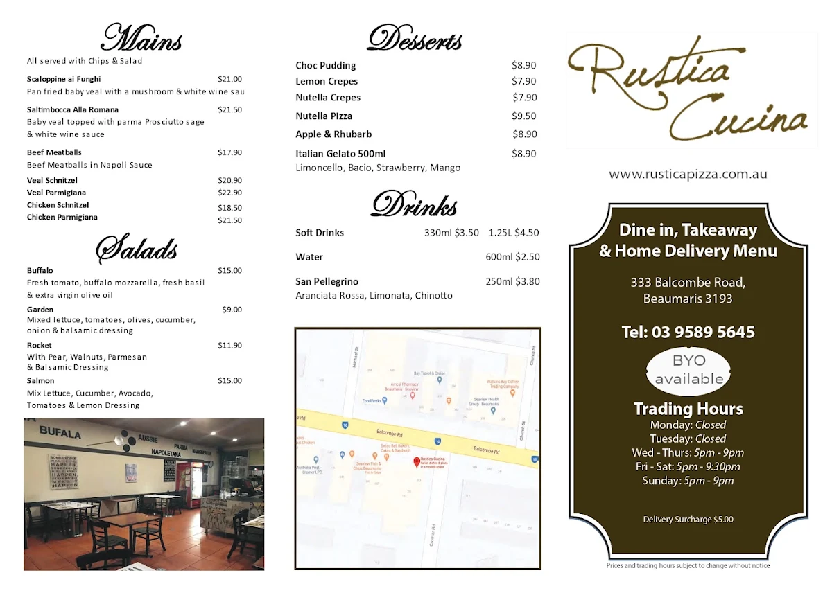 Menu, Rustica Cucina