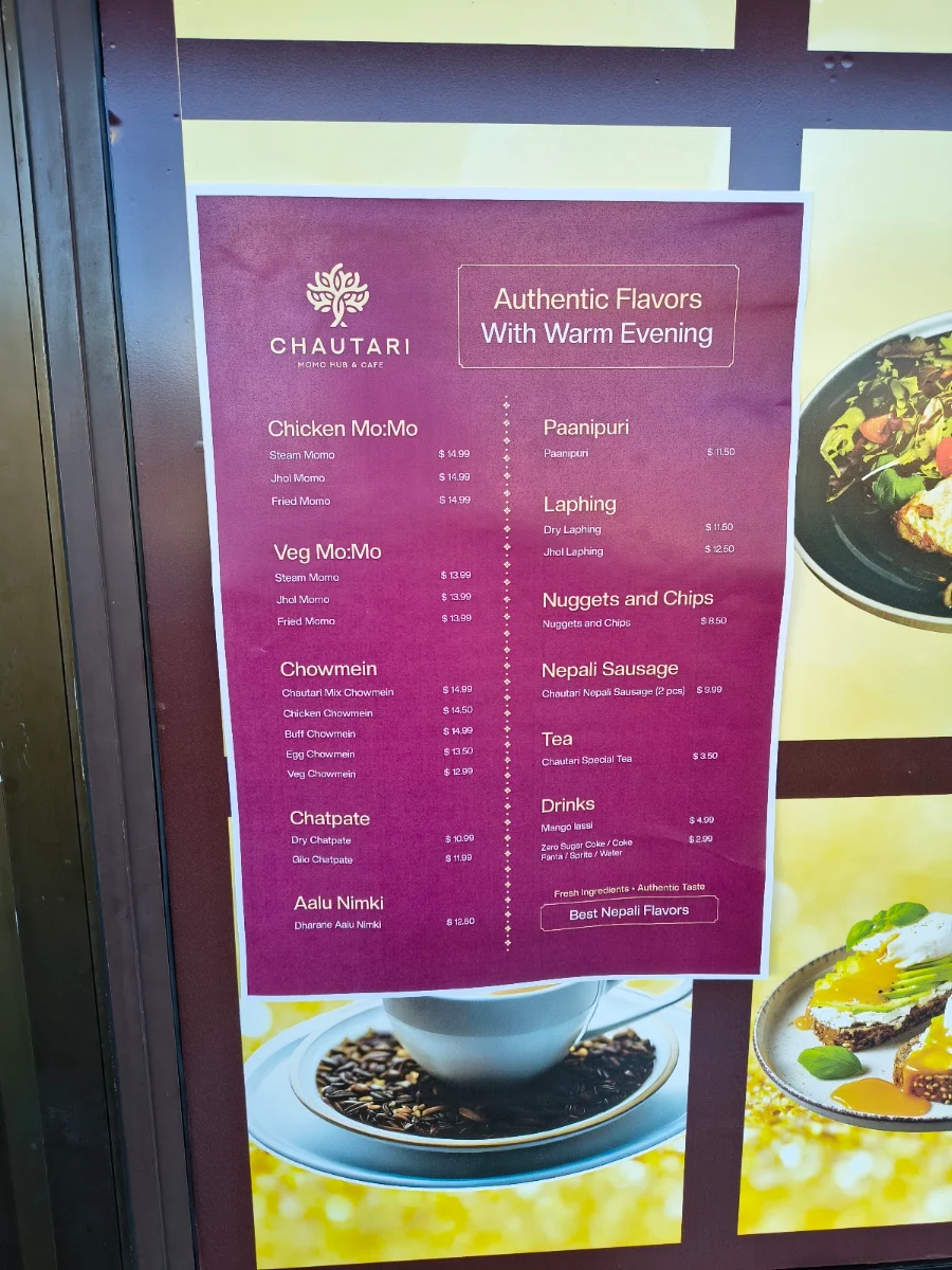 Menu, Chautari Momo Hub & Cafe