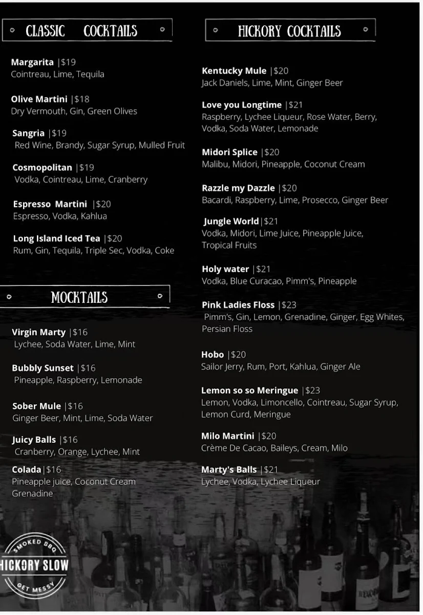 Menu, Hickory