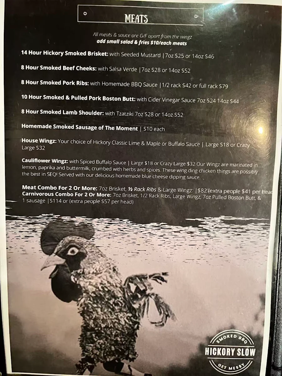 Menu, Hickory
