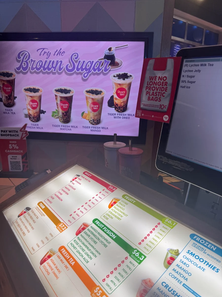 Menu, Sharetea East Village (Zetland)