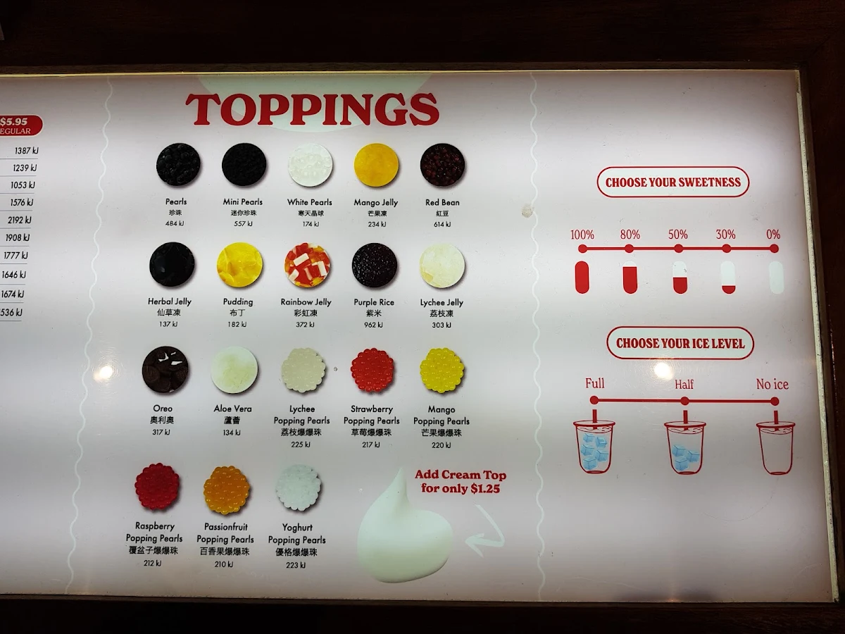 Menu, Sharetea East Village (Zetland)