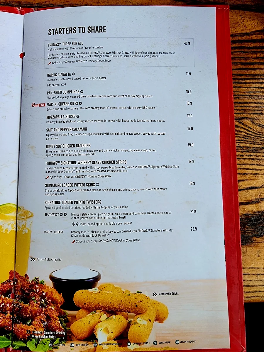 Menu, TGI Fridays Melbourne Central