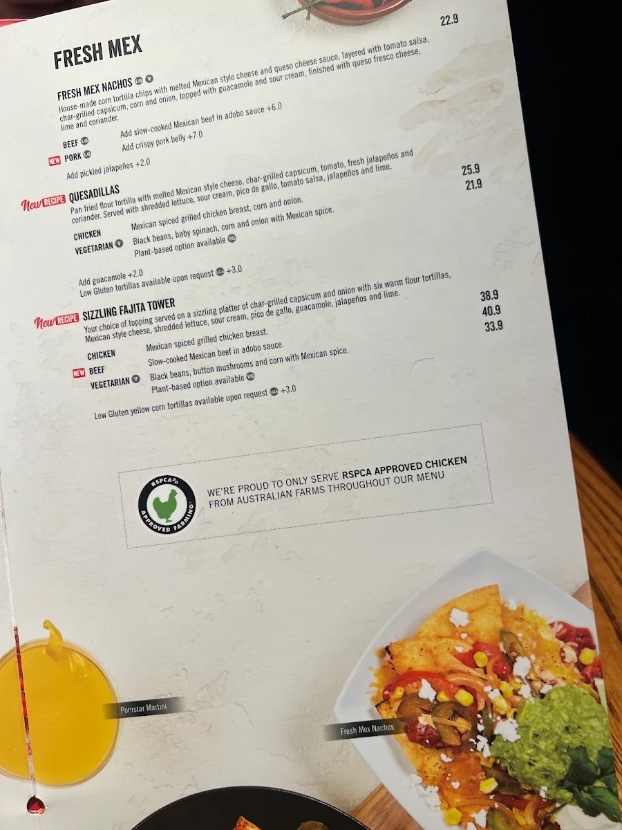 Menu, TGI Fridays Melbourne Central