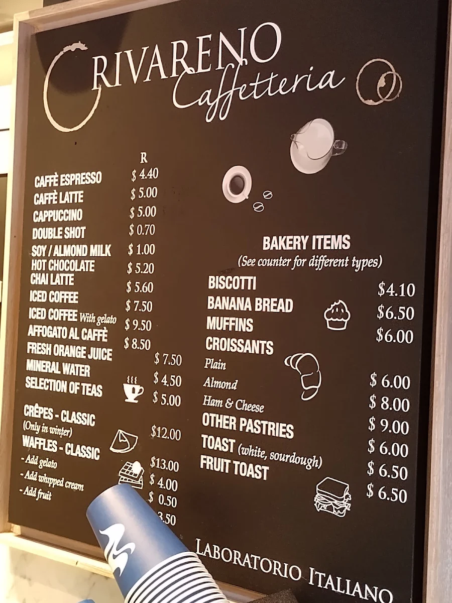 Menu, Rivareno Gelato Parramatta