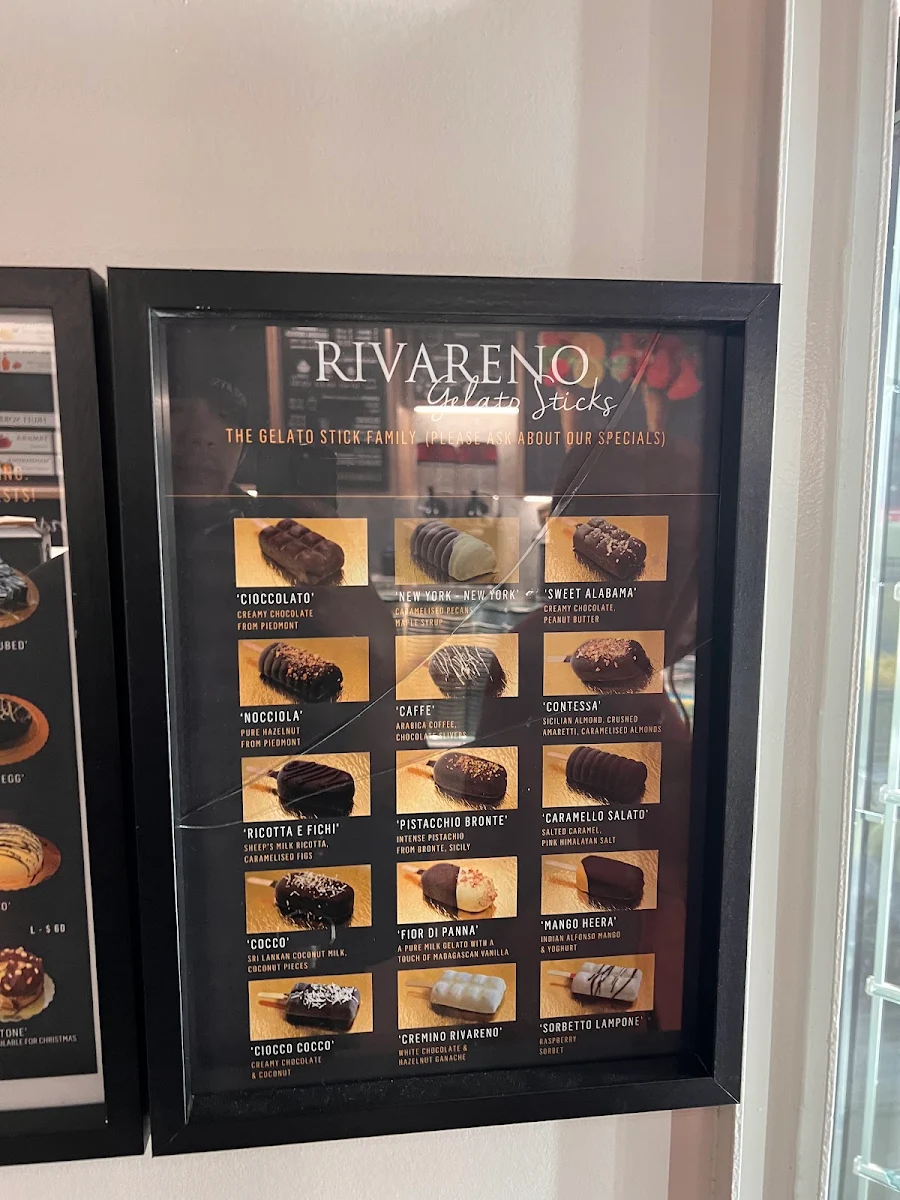 Menu, Rivareno Gelato Parramatta