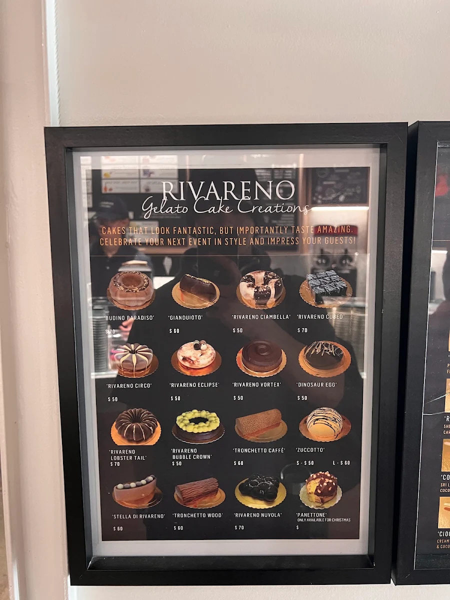 Menu, Rivareno Gelato Parramatta