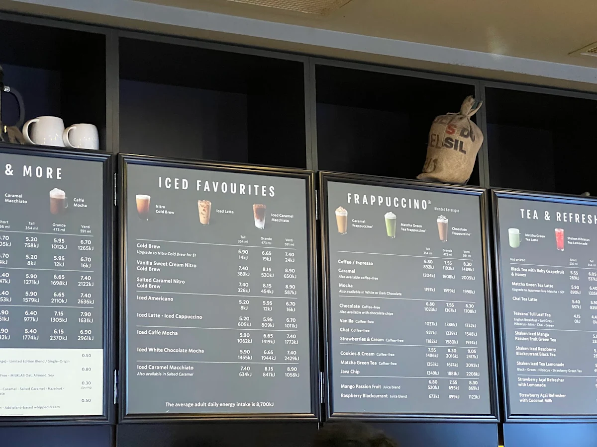 Menu, Starbucks Haymarket