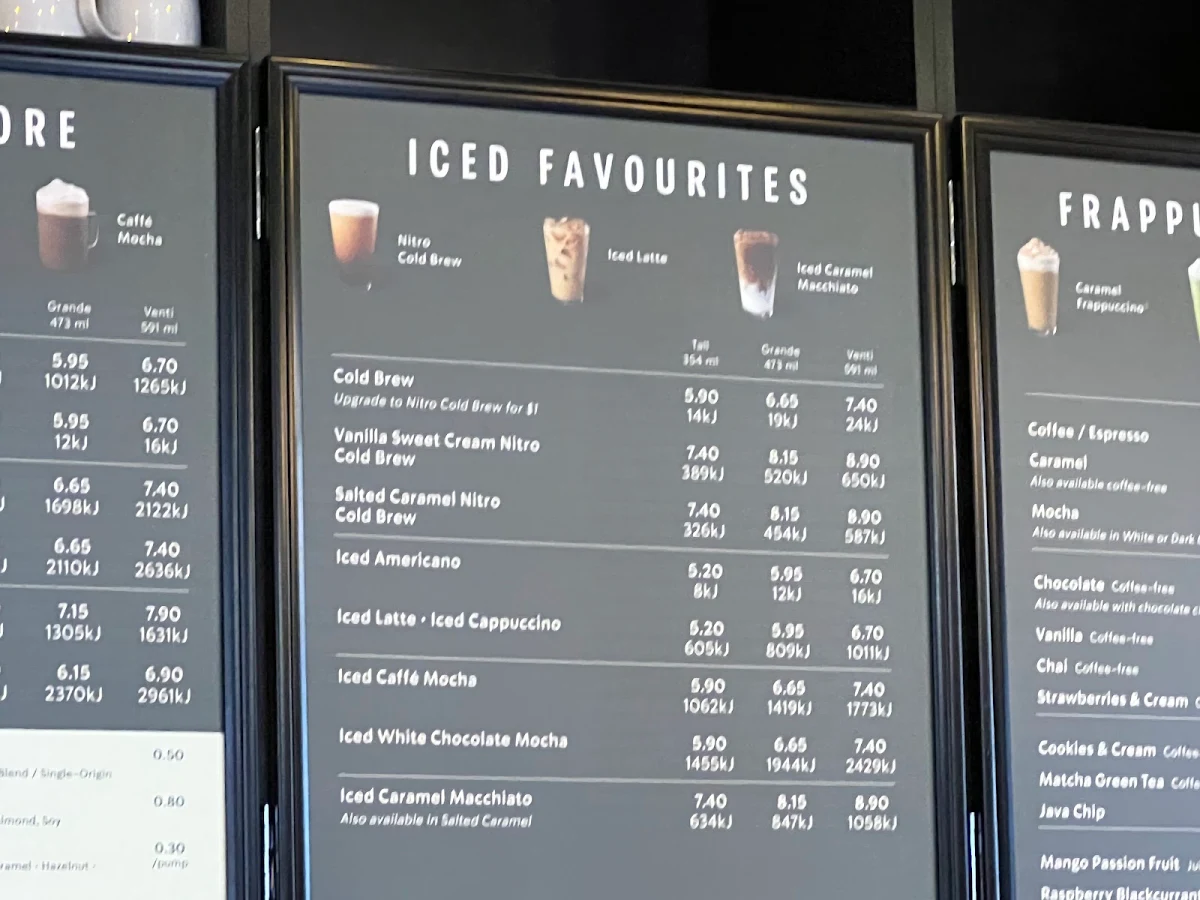 Menu, Starbucks Haymarket