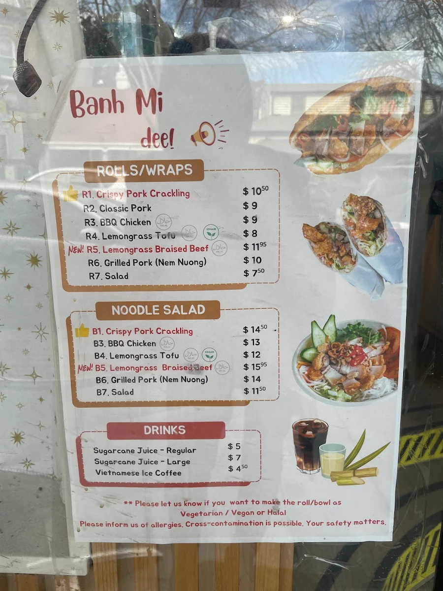 Menu, Banh Mi Dee (Glebe)