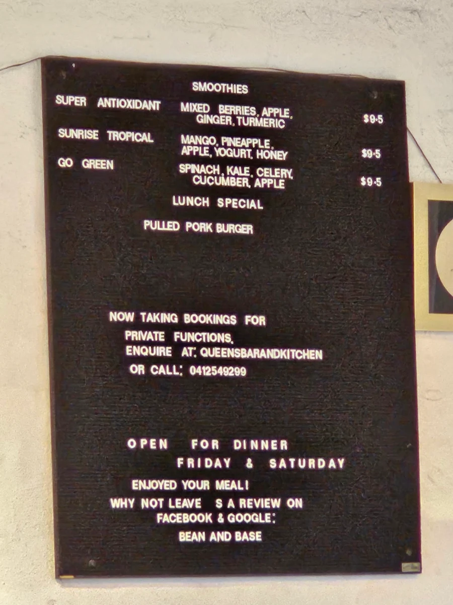 Menu, Bean & Base Cafe Bar Woodfired Pizza