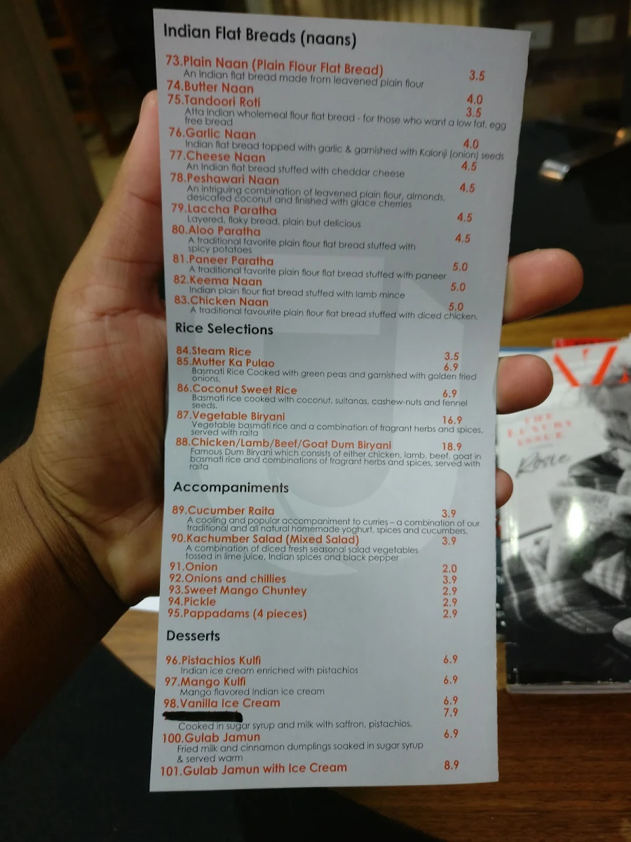 Menu, Punjabi Junction