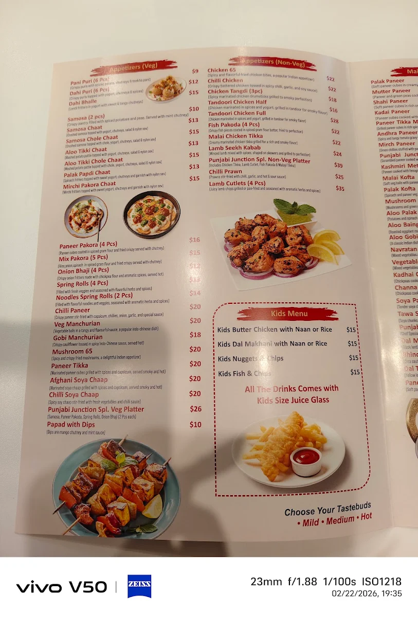 Menu, Punjabi Junction