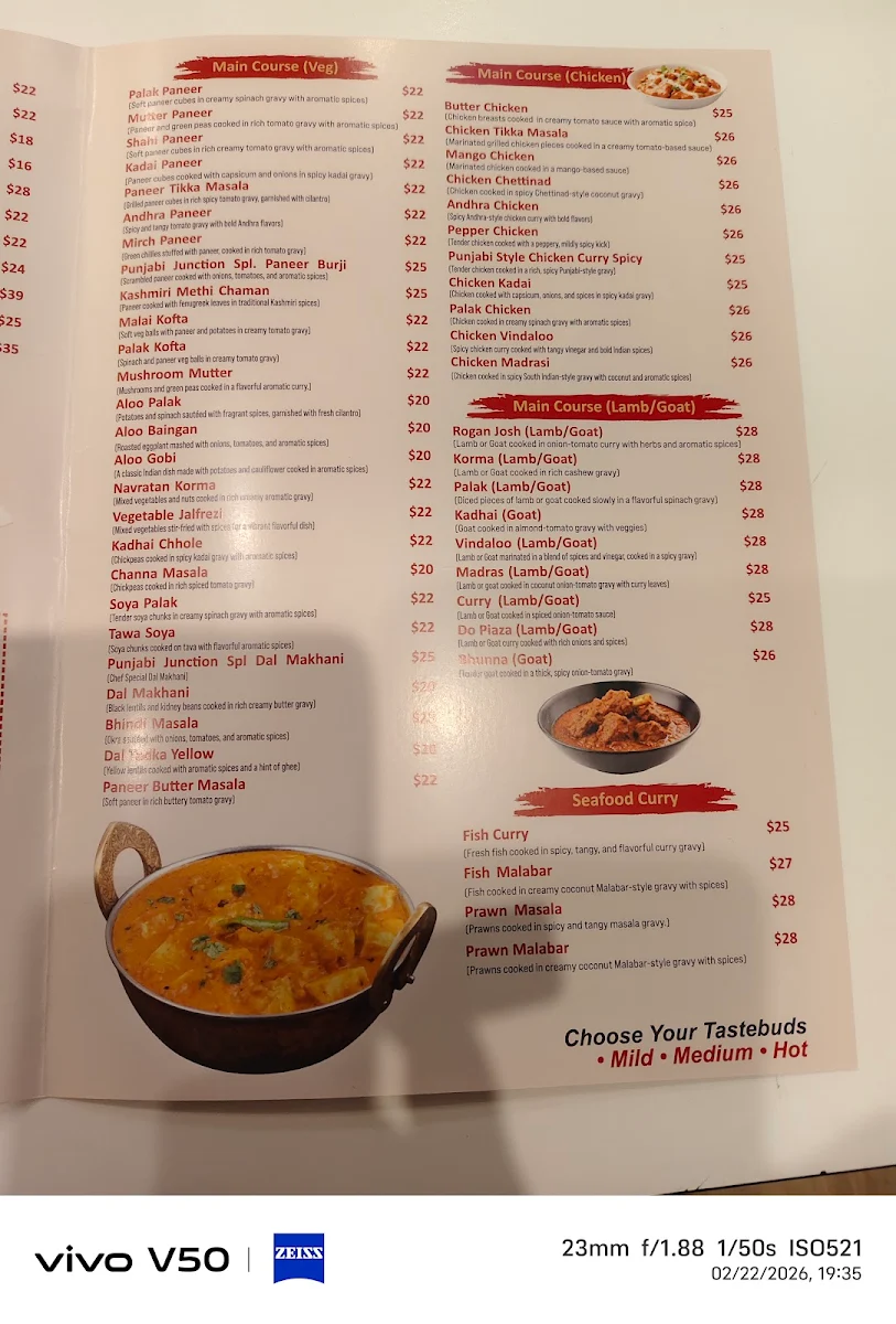 Menu, Punjabi Junction
