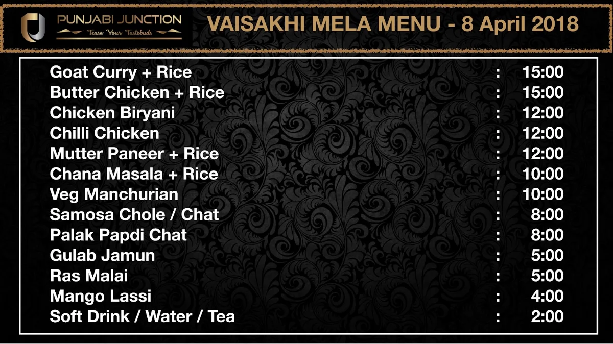 Menu, Punjabi Junction