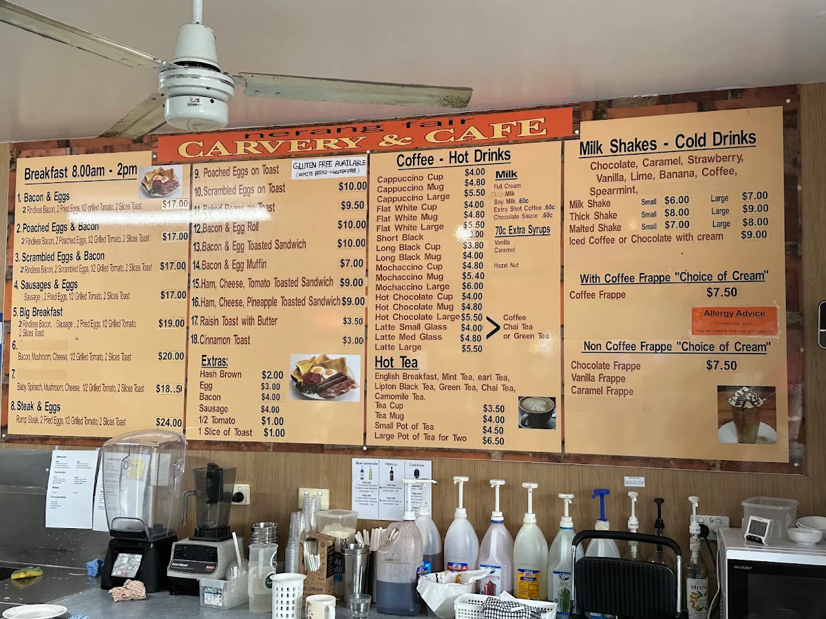 Menu, Nerang fair carvery & cafe