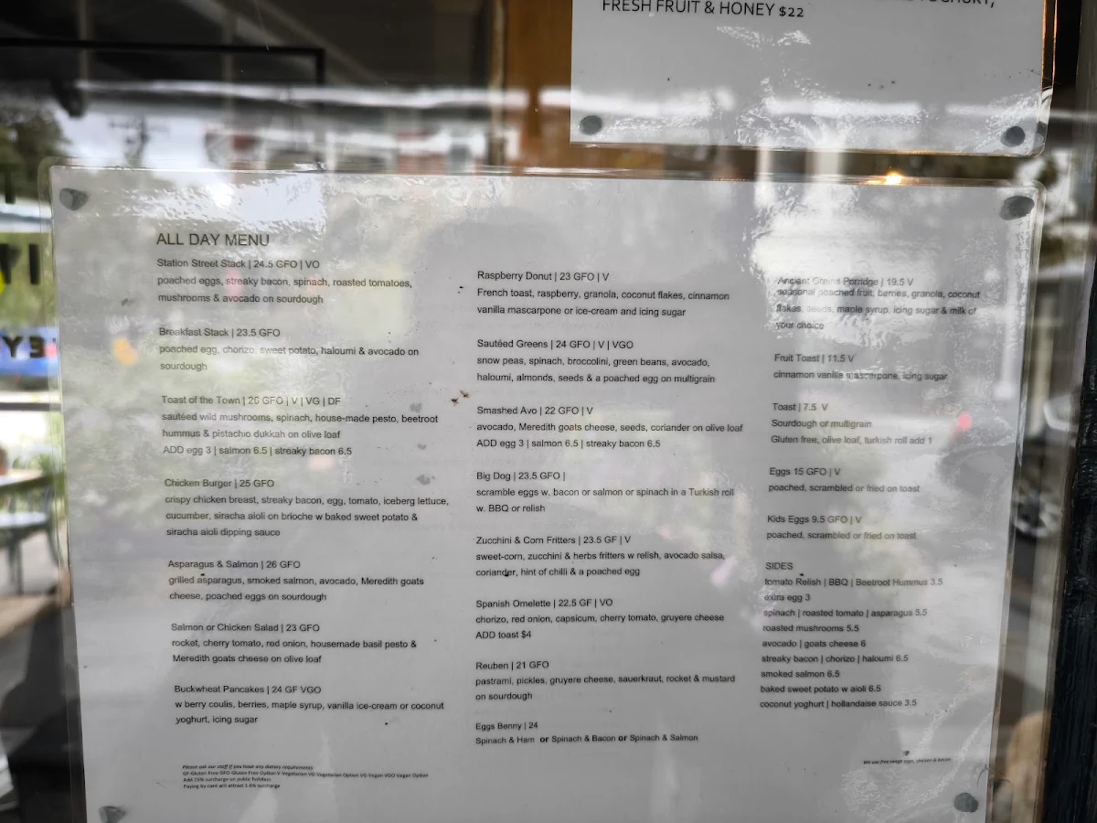 Menu, Station Street Trading Co.
