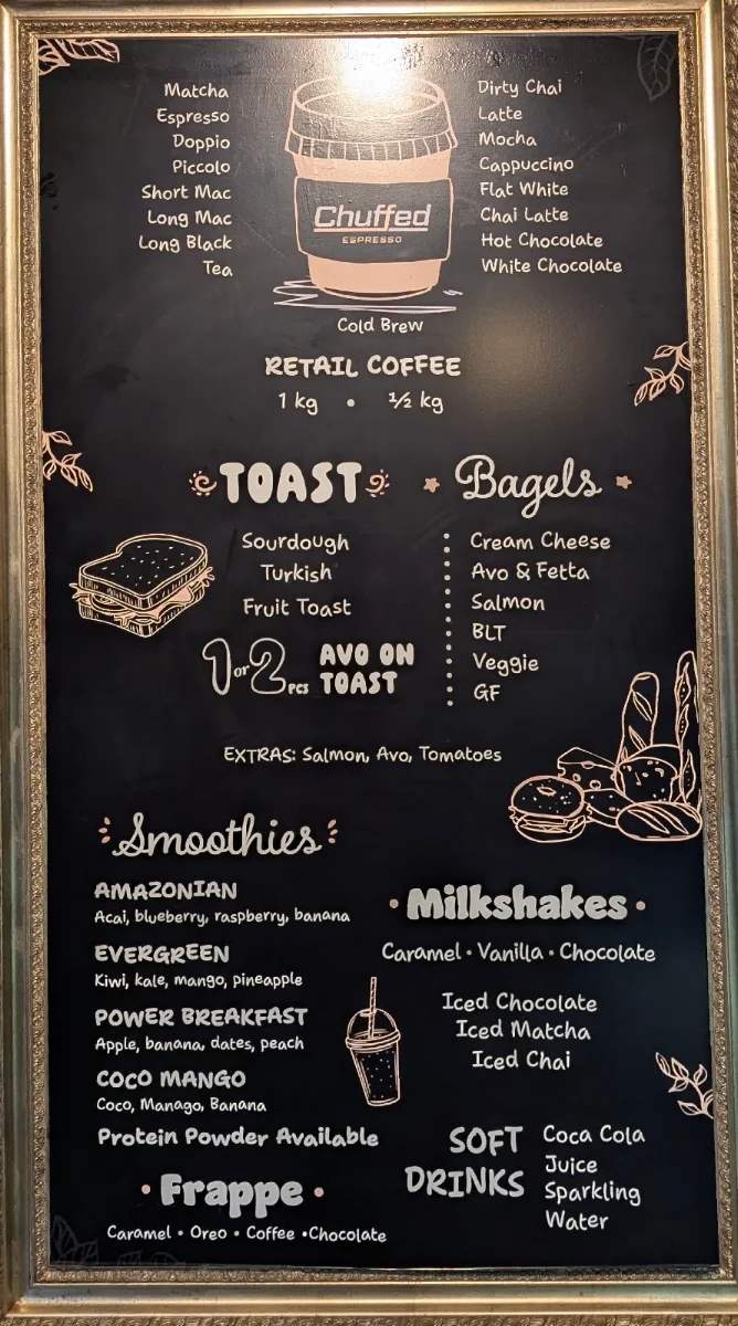 Menu, Chuffed Merivale