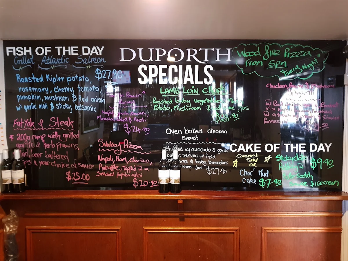 Menu, Duporth Tavern