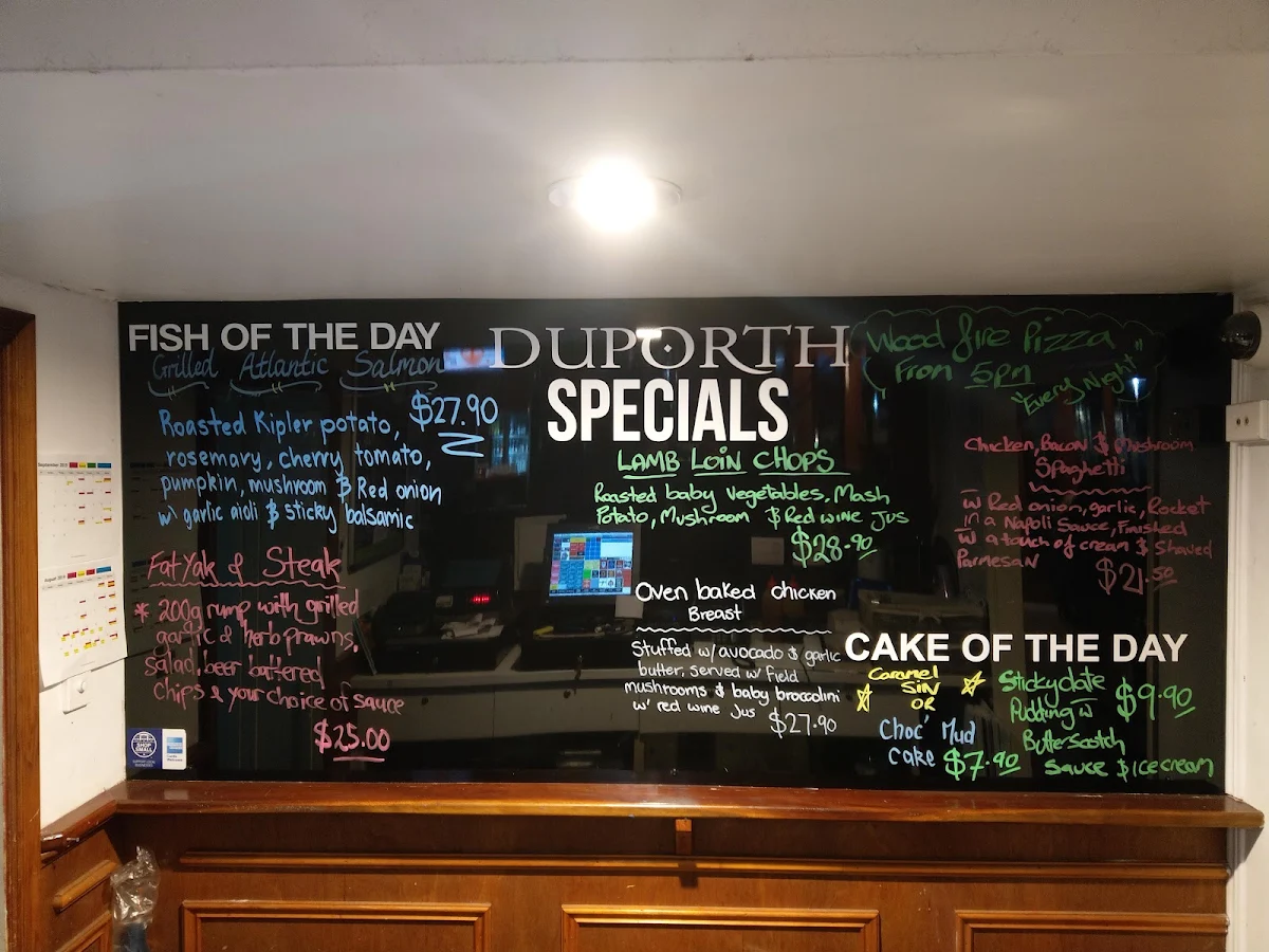 Menu, Duporth Tavern