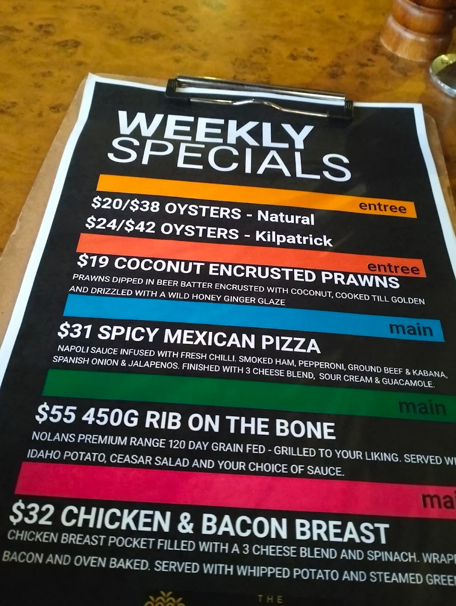 Menu, The Queens Hotel Gladstone