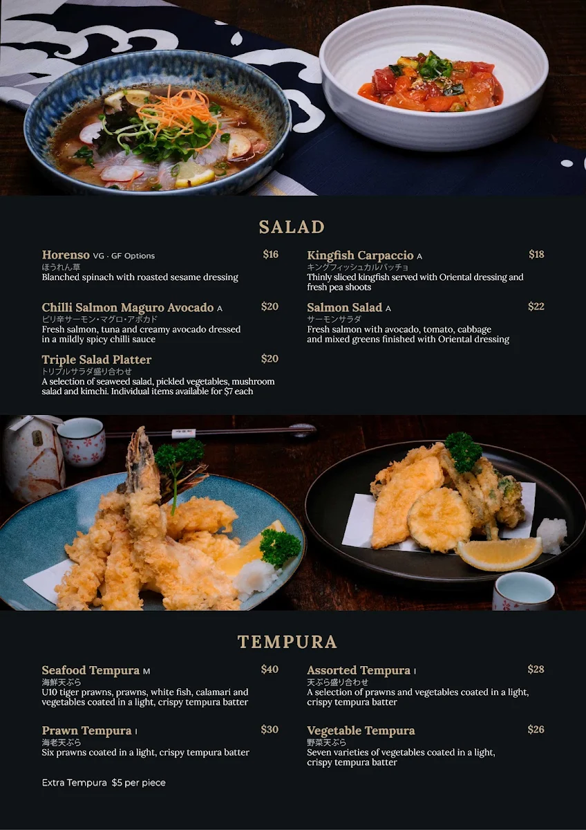 Menu, Zen Japanese Restaurant