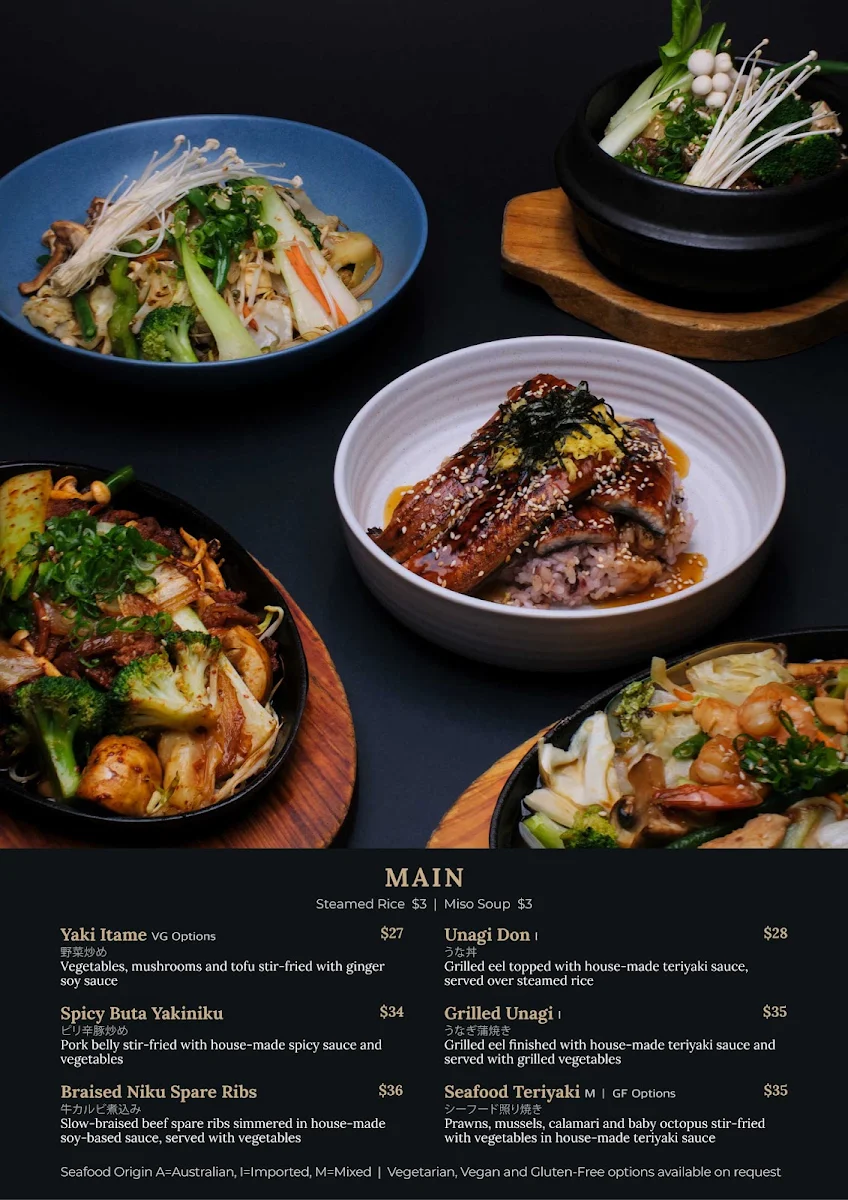 Menu, Zen Japanese Restaurant