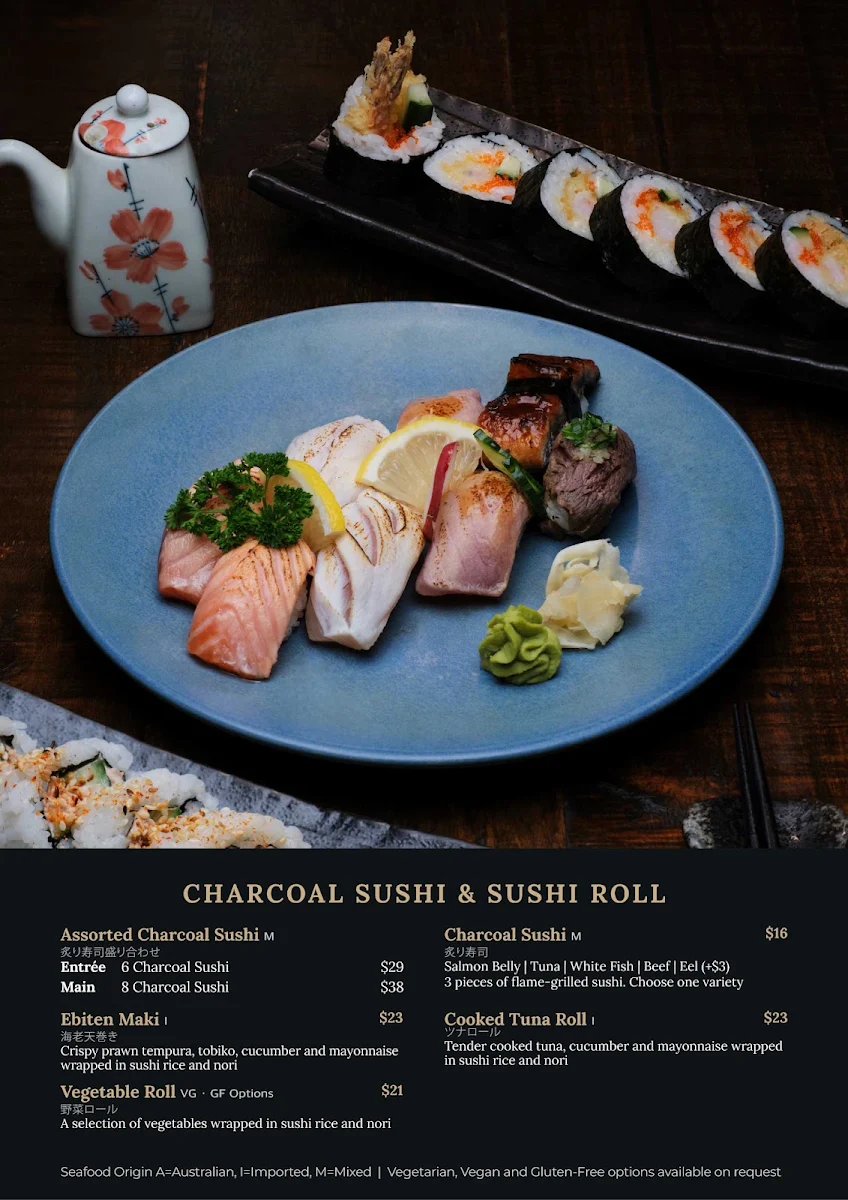 Menu, Zen Japanese Restaurant