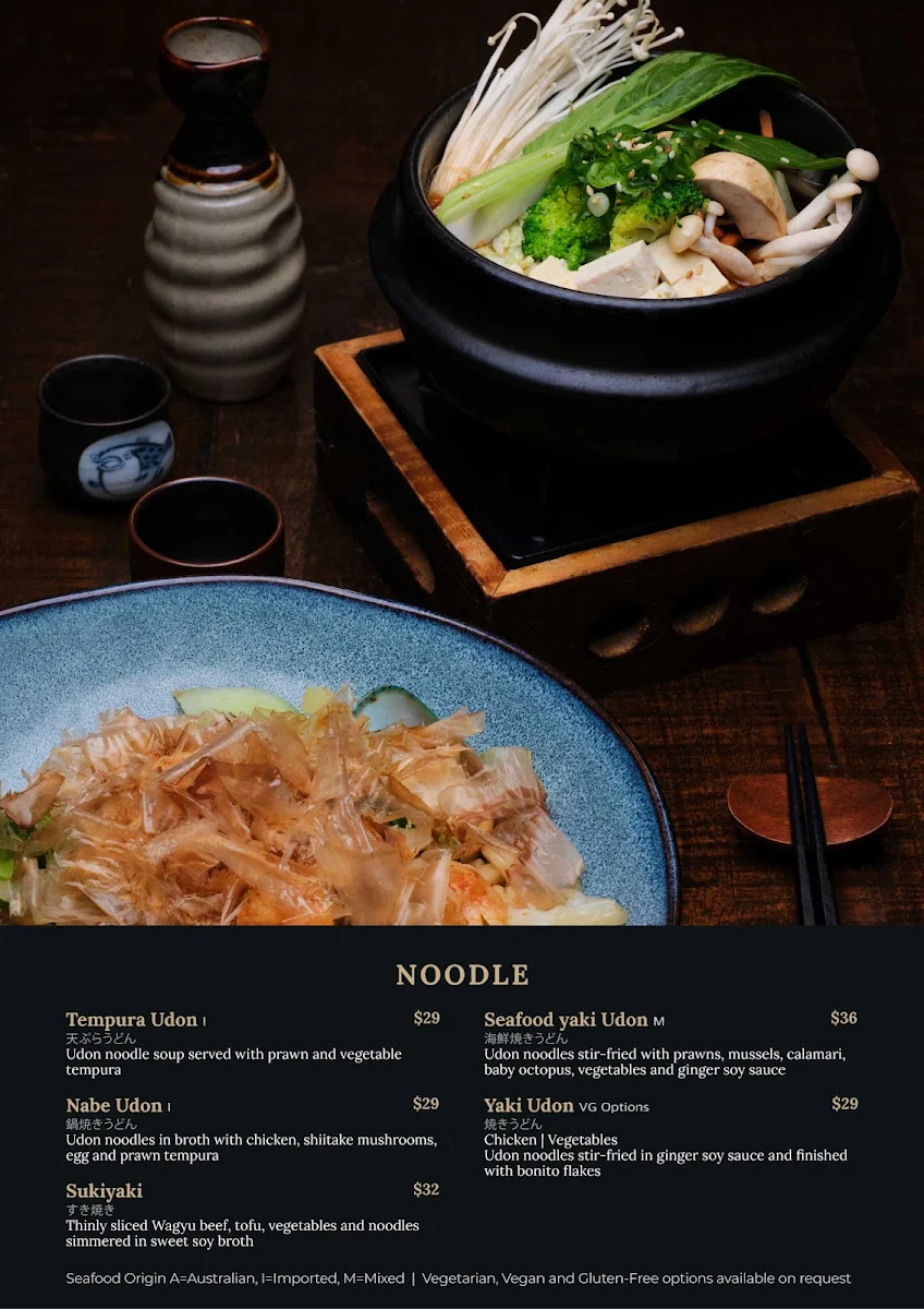 Menu, Zen Japanese Restaurant