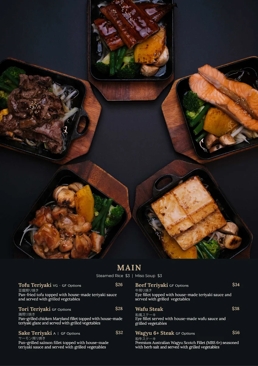 Menu, Zen Japanese Restaurant
