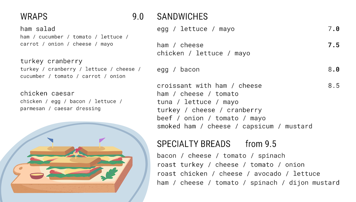 Menu, Think Coffee