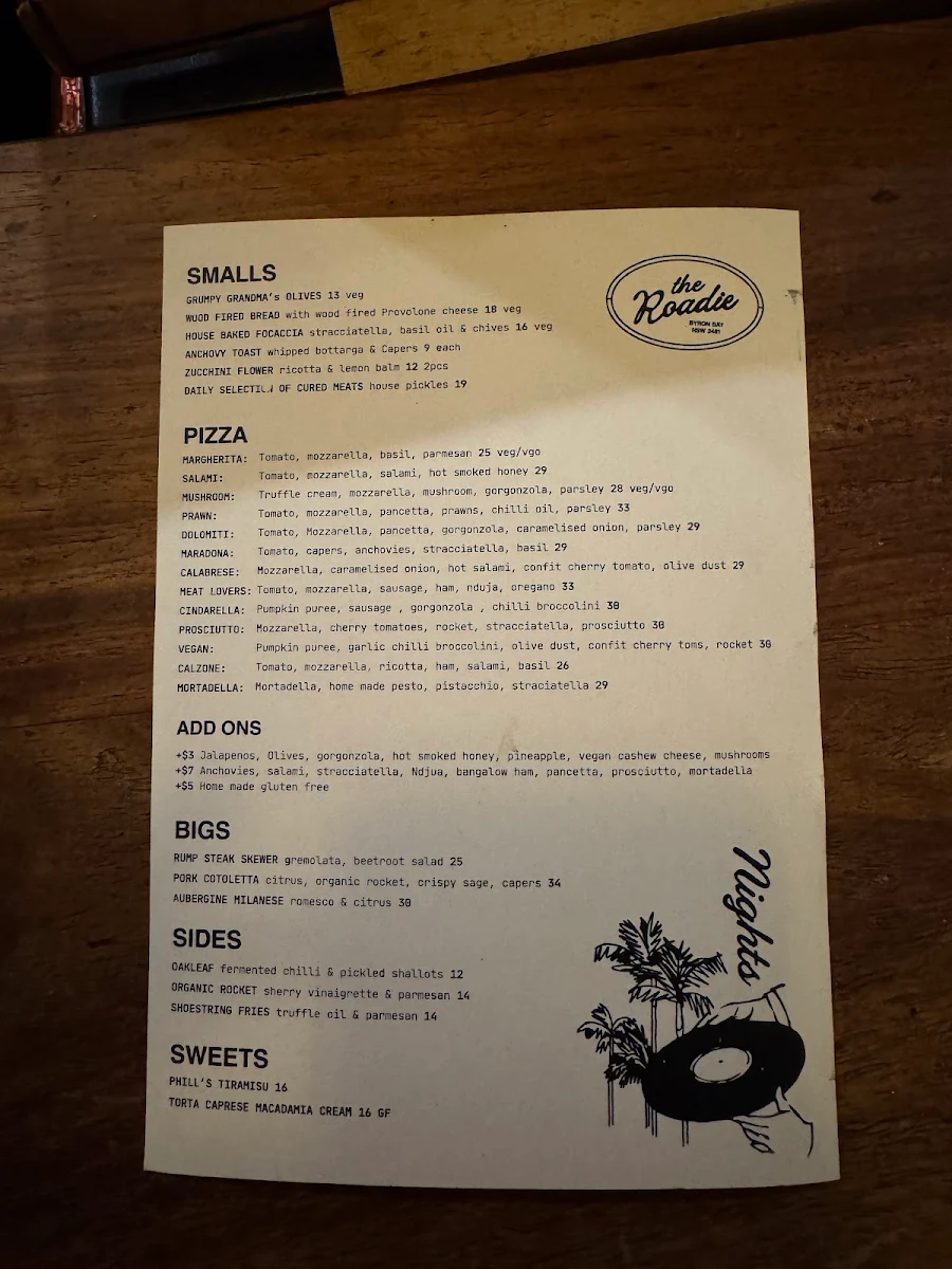 Menu, The Roadhouse Byron Bay
