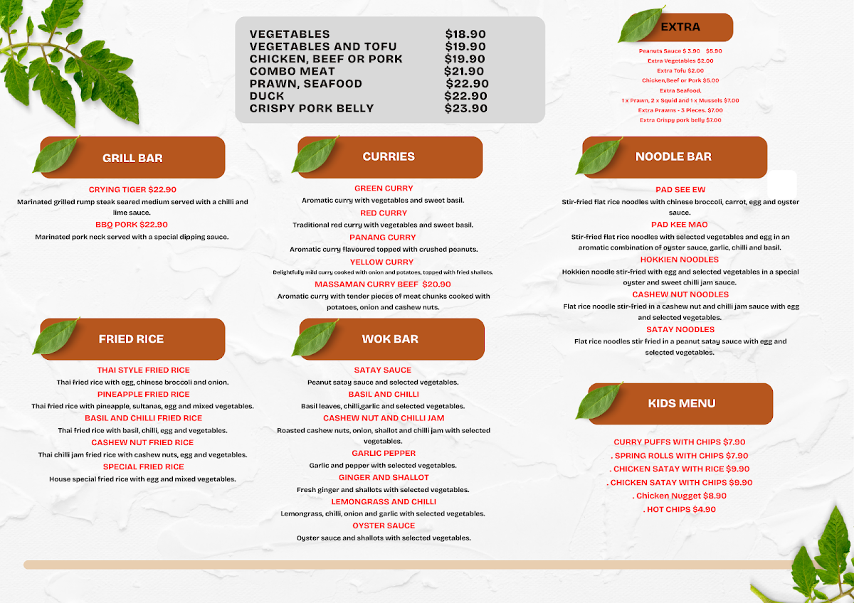 Menu, Dapto Thai restaurant in Dapto (NEW 2025)