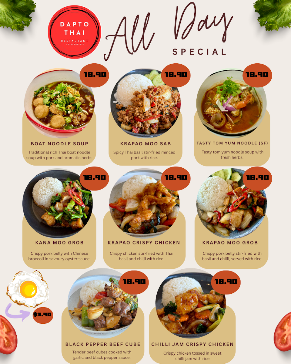 Menu, Dapto Thai restaurant in Dapto (NEW 2025)
