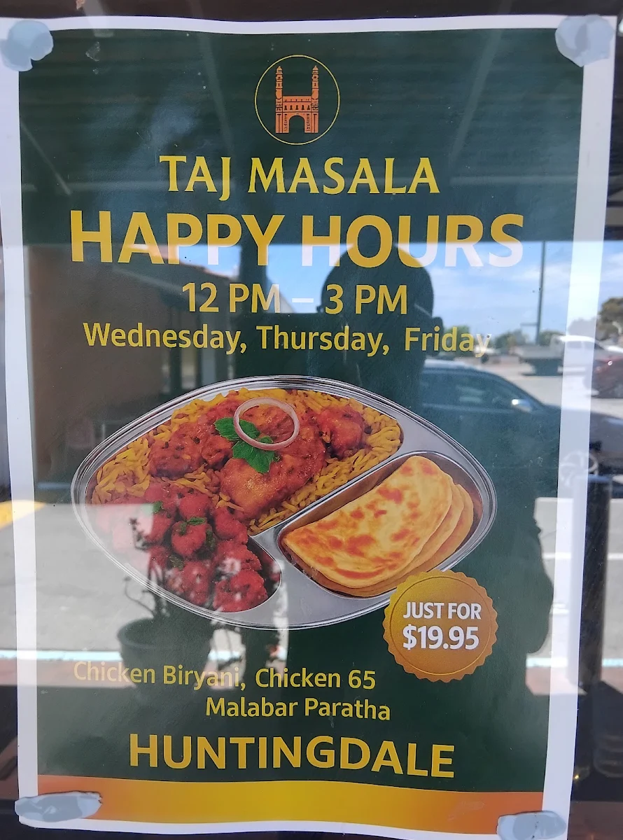 Menu, Taj Masala - Hyderabadi Indian Restaurant