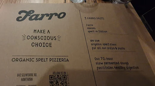 Menu, Farro Pizzeria Hawthorn