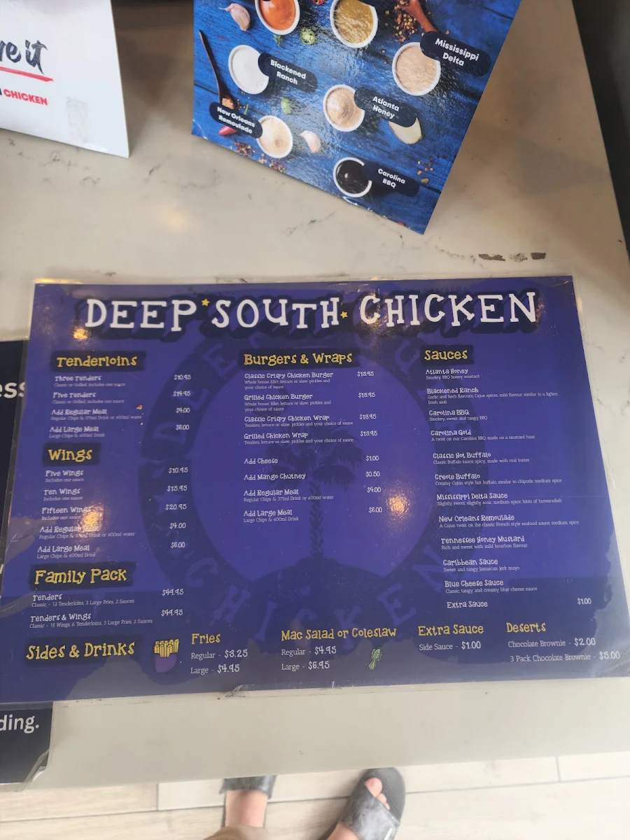 Menu, Deep South Chicken Oxenford