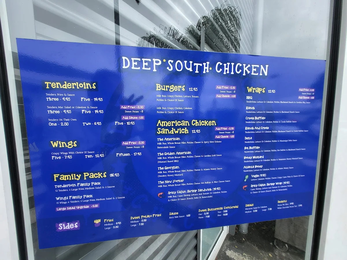 Menu, Deep South Chicken Oxenford