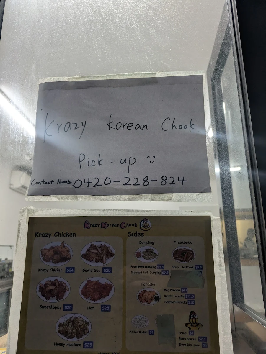 Menu, Krazy Korean Chook