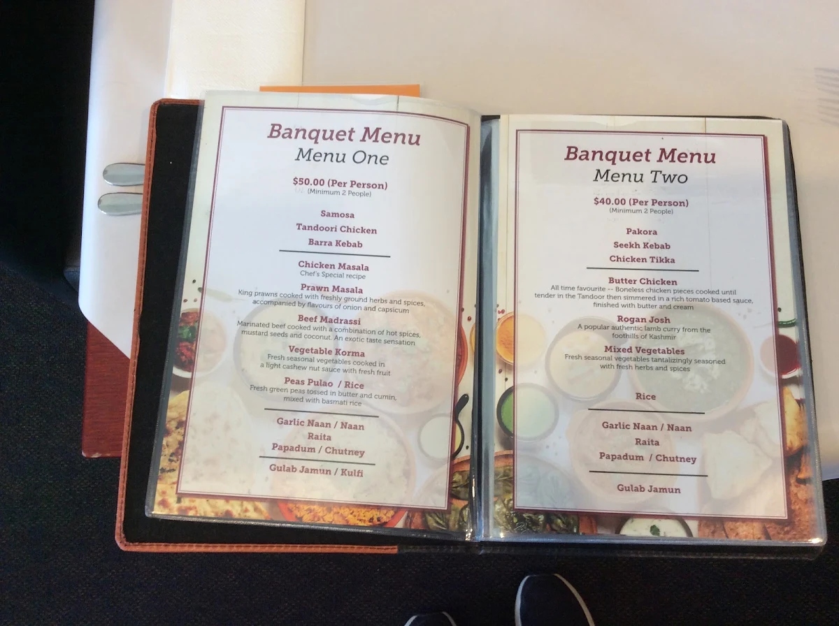 Menu, Royal Spice Tandoori Indian Restaurant