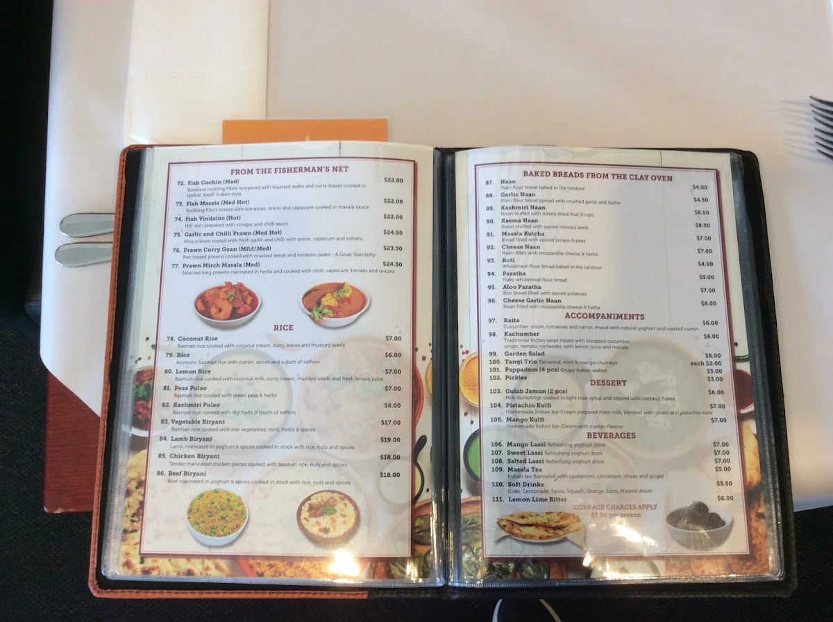 Menu, Royal Spice Tandoori Indian Restaurant