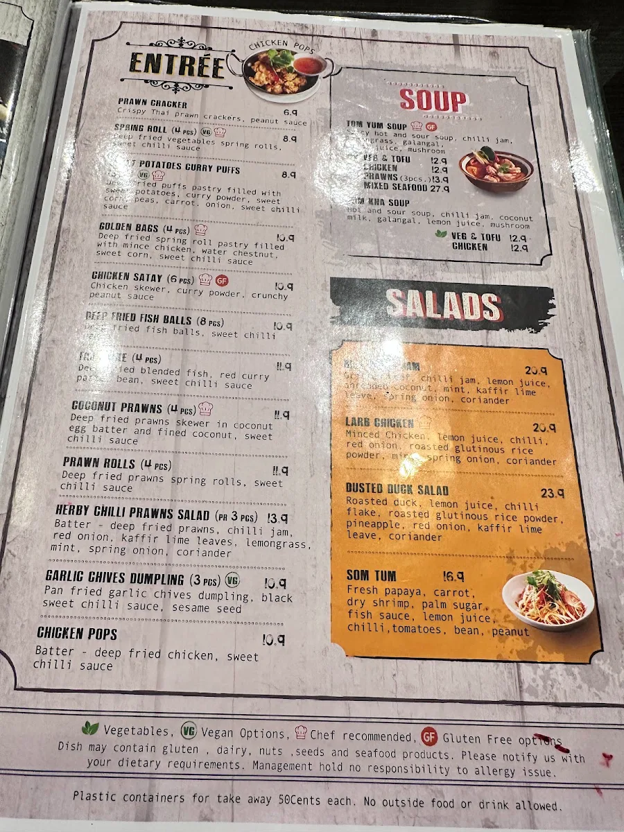 Menu, Thai @ Point Cook